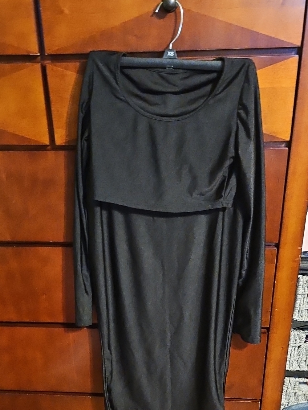 2 Piece Long Sleeve Crop Top And Long Black Skirt